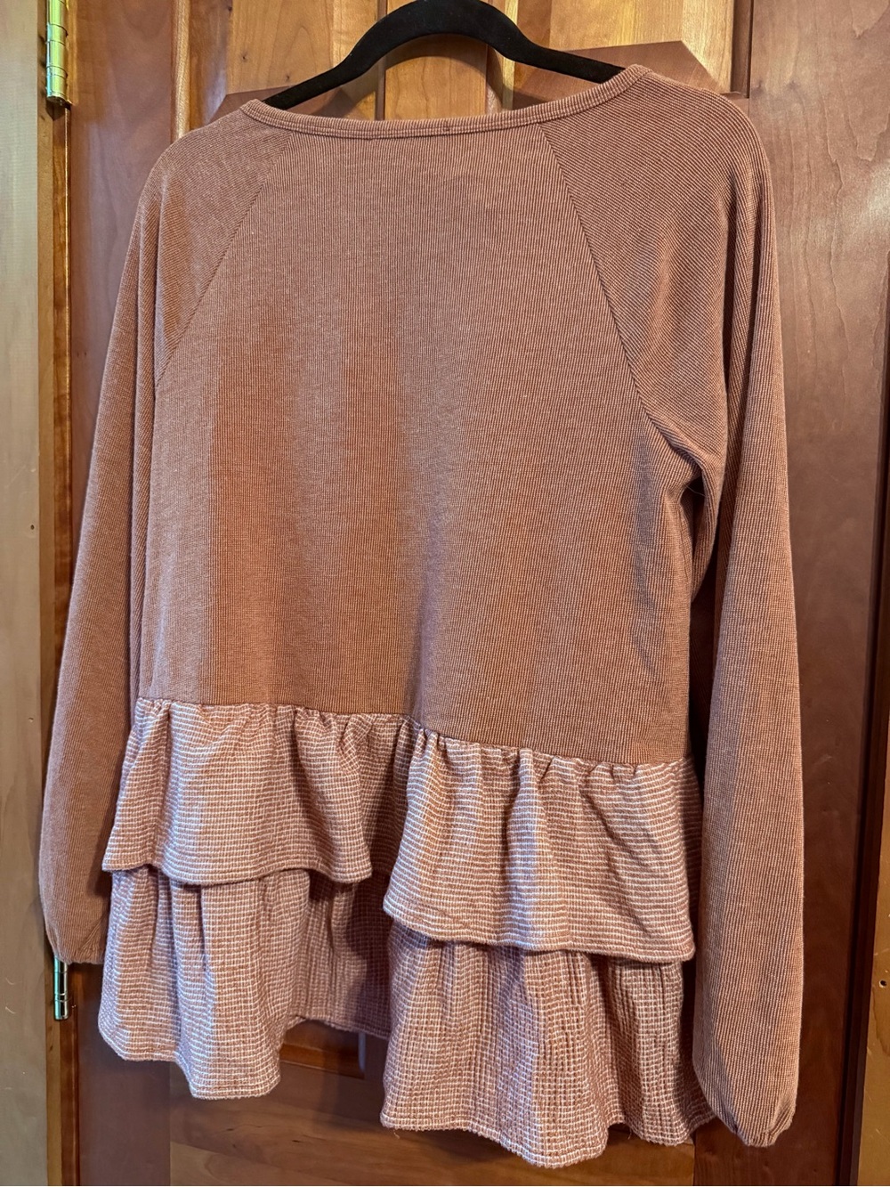 Doe & Rae Rust Tiered Ruffle Long-Sleeve Top - Picture 3 of 6